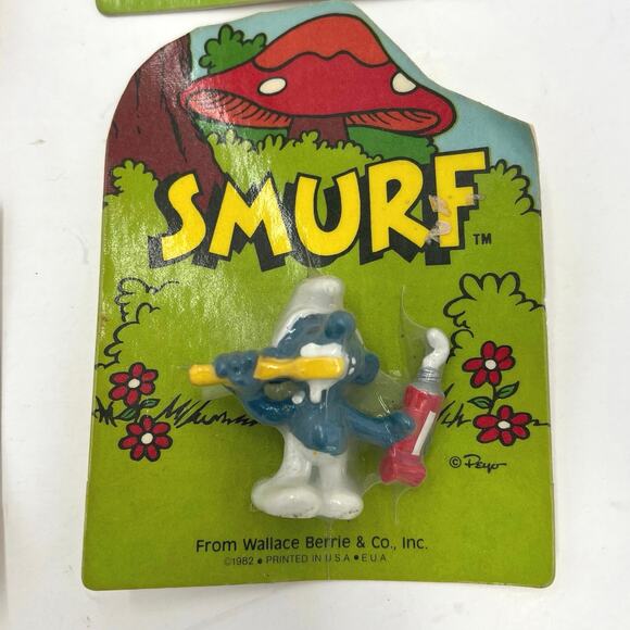 Vintage 1980’s Smurfs Collectible Figurines Wallace & Berrie-Set of 4-IN PLASTIC - Picture 6 of 7